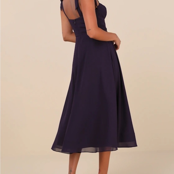 Lulus Sophisticated Charisma Purple Tie-strap A-line Midi Dress - Size M - Picture 5 of 5
